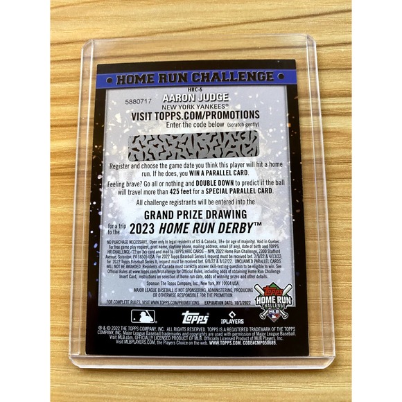 2022 Topps Aaron Judge Home Run Challenge Code Cards #HRC6 - Picture 2 of 2